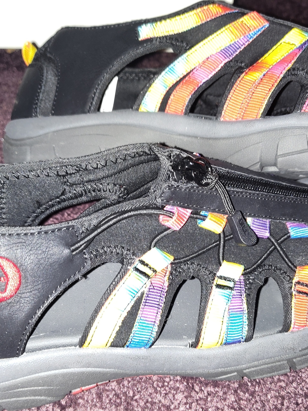 Keen Youth Sz 6 Billy Water Shoes Black with Rainbow Straps